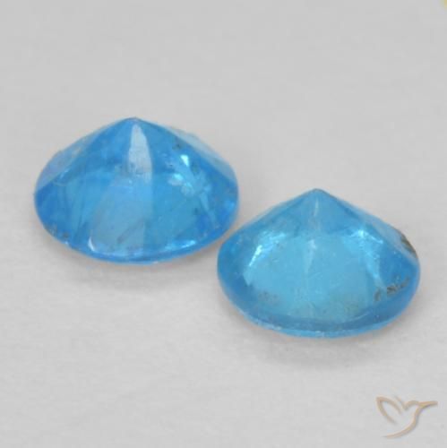 Gemme di Apatite Blu intenso naturale da 0.33 ct, Rotondo, VS-SI