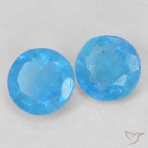 Gemme di Apatite Azzurro profondo naturale da 0.37 ct, Rotondo, VS-SI