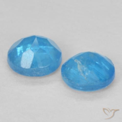 Gemme di Apatite Azzurro profondo naturale da 0.37 ct, Rotondo, VS-SI