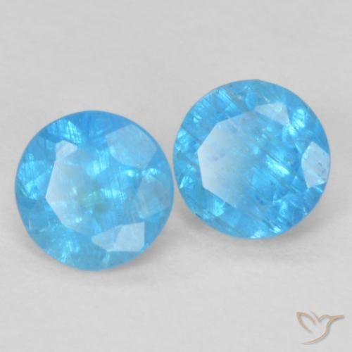 Gemme di Apatite Azzurro naturale da 0.38 ct, Rotondo, VS-SI