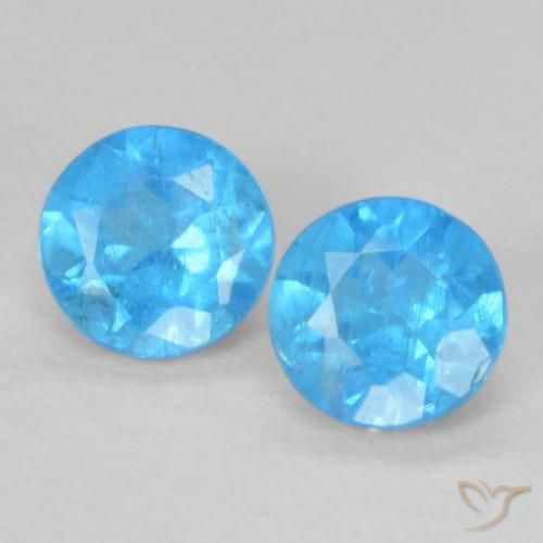 0.38ctw Naturale Azzurro profondo Apatite, Rotondo, VS-SI