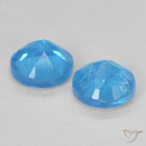 Gemme di Apatite Azzurro profondo naturale da 0.38 ct, Rotondo, VS-SI