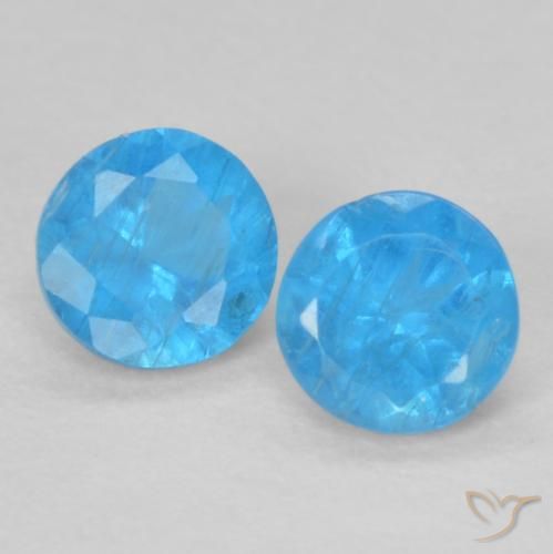 0.35ctw Naturale Blu medio Apatite, Rotondo, VS-SI