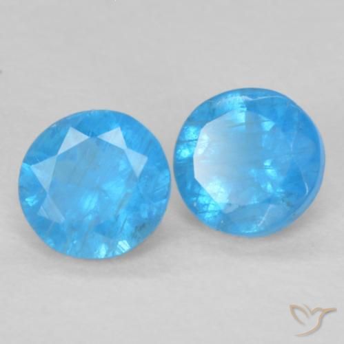 Gemme di Apatite Blu medio naturale da 0.35 ct, Rotondo, VS-SI