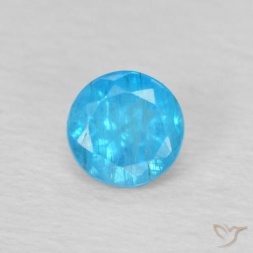 0.22ct Naturale Blu medio Apatite, Rotondo, VS