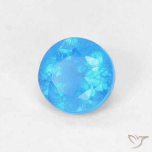 Apatite Blu medio naturale da 0.18 ct, Rotondo, VVS-VS