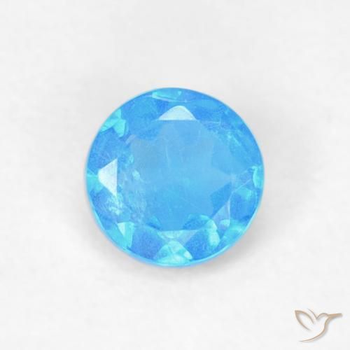 0.20ct Naturale Blu medio Apatite, Rotondo, VVS-VS