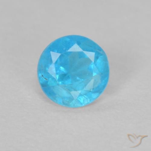 0.16ct Naturale Azzurro profondo Apatite, Rotondo, VS