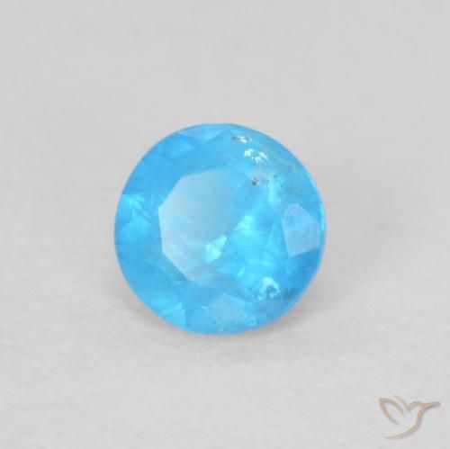 Apatite Blu profondo azzurro naturale da 0.19 ct, Rotondo, VS