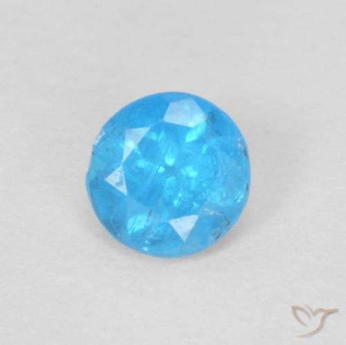 0.16ct Naturale Azzurro intenso Apatite, Rotondo, VS