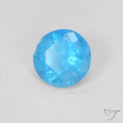 Apatite Azzurro intenso naturale da 0.16 ct, Rotondo, VS