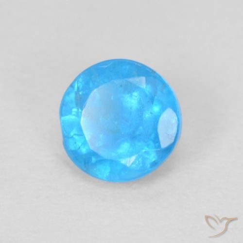 Apatite Azzurro intenso naturale da 0.22 ct, Rotondo, VS