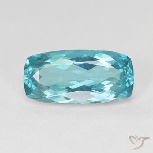 5.63ct Naturale Verde Blu Elettrico Apatite, Cuscino, VVS-VS