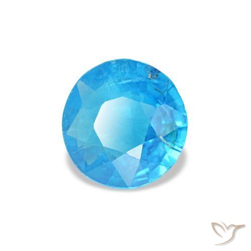 Apatite naturale blu da 0,37 ct, taglio rotondo, SI
