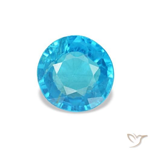 Apatite naturale blu da 0,41 ct, taglio rotondo, SI
