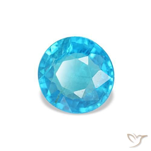 Apatite naturale blu da 0,41 ct, taglio rotondo, SI