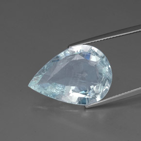 Acquamarina naturale blu da 14,24 ct, taglio a pera, SI