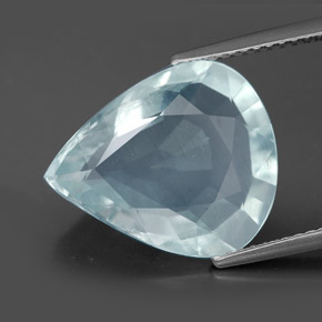 Acquamarina naturale blu da 6,72 ct, taglio a pera, VS-SI