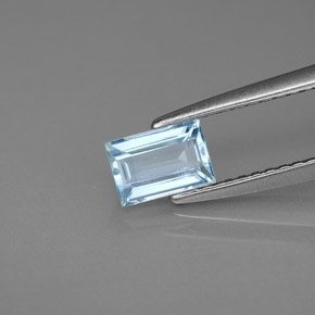 Acquamarina naturale blu da 0,55 ct, baguette, VS