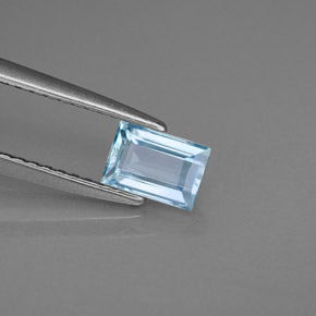 Acquamarina naturale blu da 0,55 ct, baguette, VS