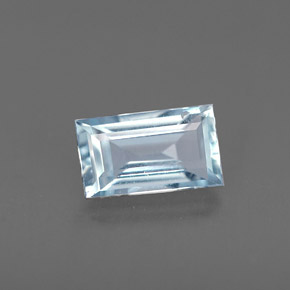 Acquamarina naturale blu da 0,57 ct, baguette, VVS-VS