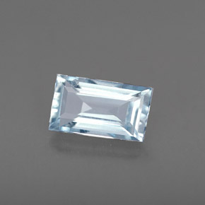 Acquamarina naturale blu da 0,57 ct, baguette, VVS-VS