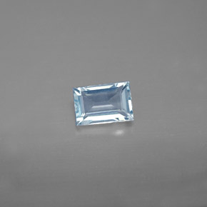 Acquamarina naturale blu da 0,56 ct, baguette, VVS-VS