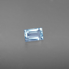 Acquamarina naturale blu da 0,59 ct, baguette, VS