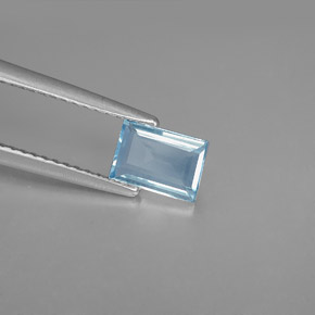 Acquamarina naturale blu da 0,63 ct, baguette, VS