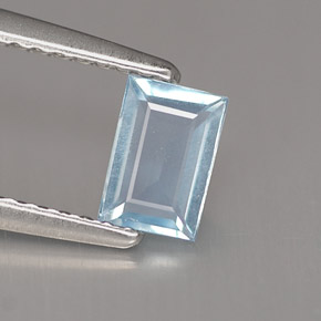 Acquamarina naturale blu da 0,43 ct, baguette, VS