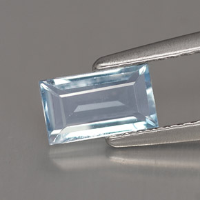 Acquamarina naturale blu da 0,63 ct, baguette, VS