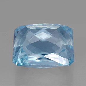 Acquamarina naturale blu da 13,06 ct, taglio smeraldo, VS