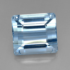 Acquamarina naturale blu da 20,71 ct, taglio smeraldo, VVS