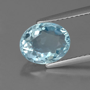 Acquamarina naturale blu da 1,74 ct, taglio ovale, IF