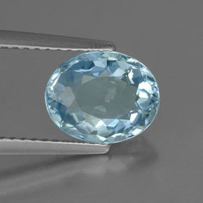 Acquamarina naturale blu da 1,74 ct, taglio ovale, IF