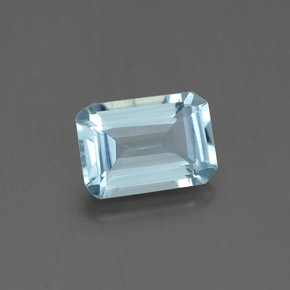 Acquamarina naturale blu da 0,84 ct, taglio smeraldo, VS