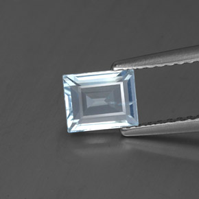 Acquamarina naturale blu da 0,76 ct, baguette, SI