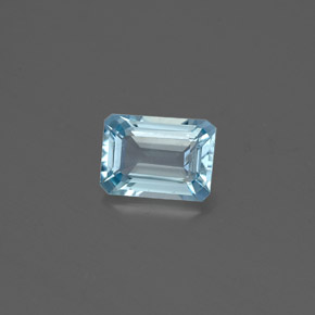 Acquamarina naturale blu da 0,80 ct, taglio smeraldo, SI