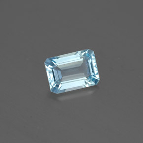 Acquamarina naturale blu da 0,80 ct, taglio smeraldo, SI