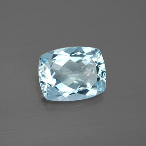 Acquamarina naturale blu da 2,37 ct, taglio a cuscino, VVS-VS
