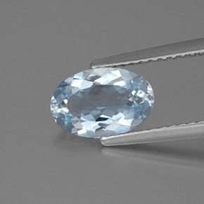 Acquamarina naturale blu da 1,23 ct, taglio ovale, VS