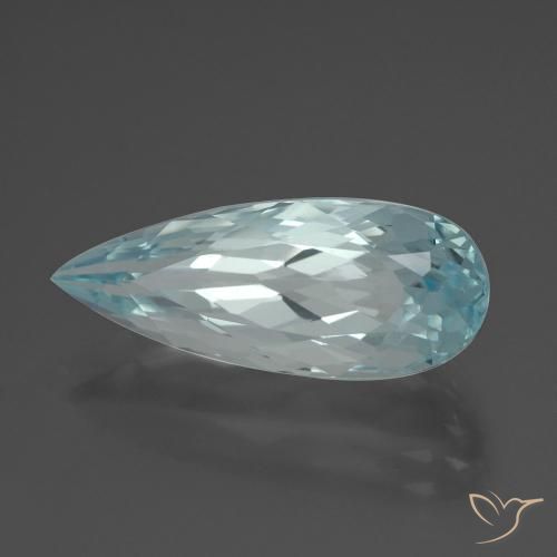Acquamarina Teal-blu naturale da 7.27 ct, Forma a pera, VVS