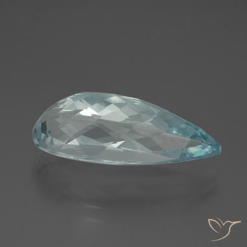 Acquamarina Teal-blu naturale da 7.27 ct, Forma a pera, VVS