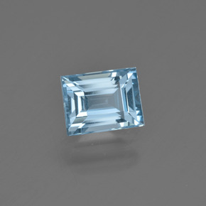 Acquamarina naturale blu da 1,34 ct, baguette, VVS