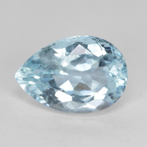 Acquamarina naturale blu da 4,84 ct, taglio a pera, VS-SI