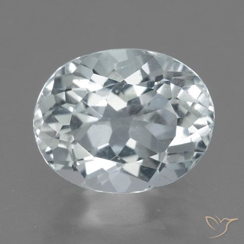 Acquamarina naturale bianco da 2,53 ct, taglio ovale, VVS-VS
