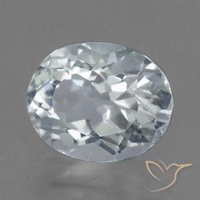 Acquamarina naturale bianco da 2,53 ct, taglio ovale, VVS-VS