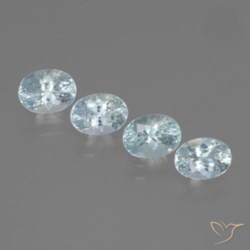 Gemme di Acquamarina Blu verdastro chiaro naturale da 2.40 ct, Taglio ovale, VS