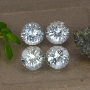 Acquamarina naturale bianco da 3,12 ct, taglio rotondo, VS