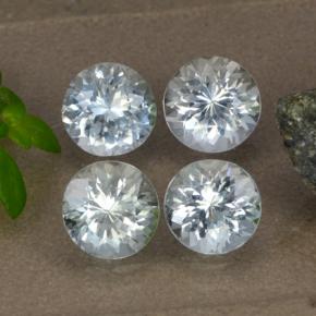 Acquamarina naturale bianco da 3,12 ct, taglio rotondo, VS